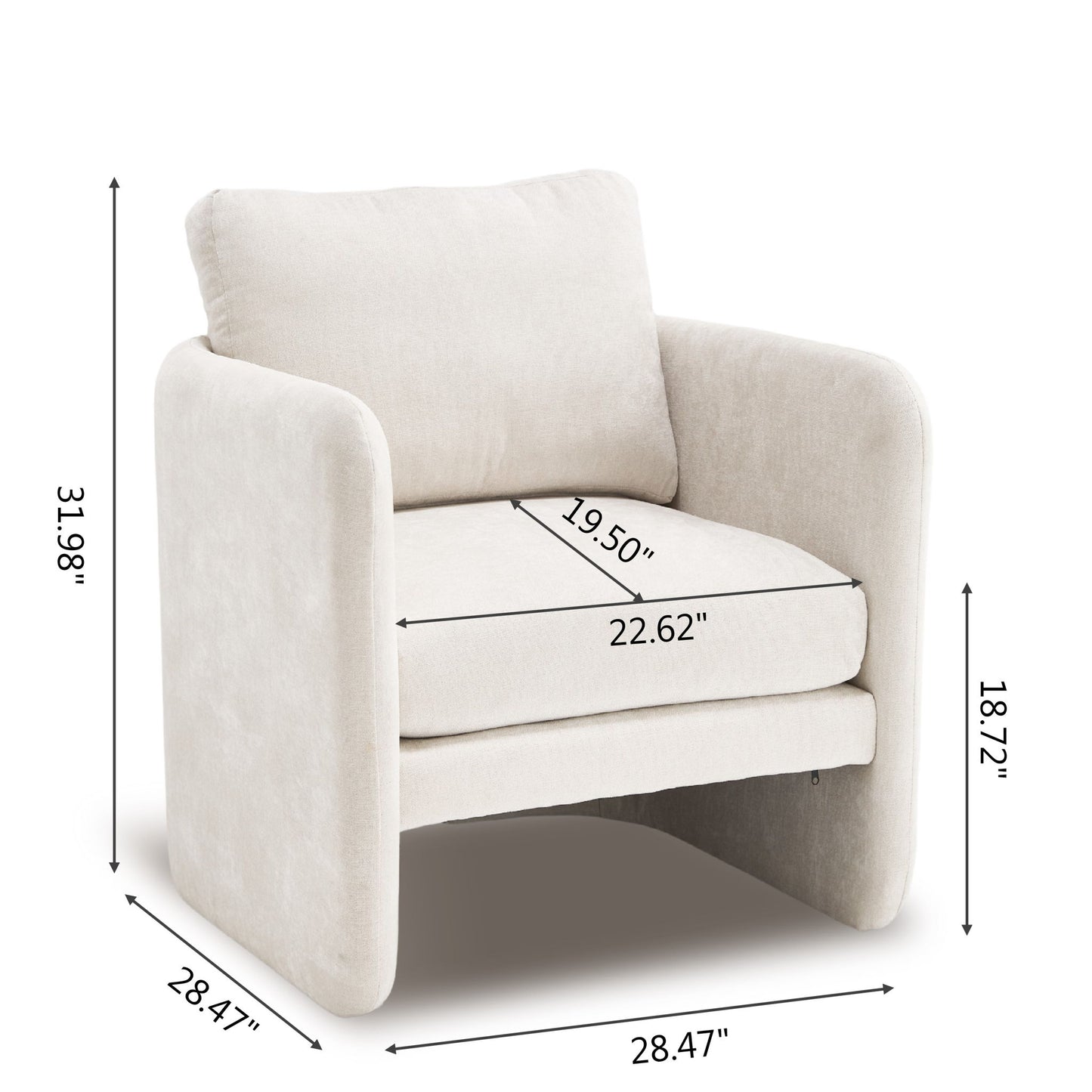Armchair With Low Profile Curved Frame - Beige Home Essentials