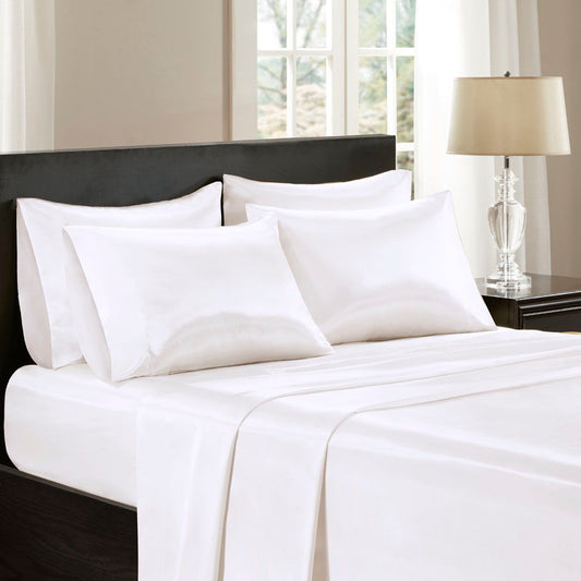 California King Wrinkle - Free Luxurious 6 Piece Sheet Set - White