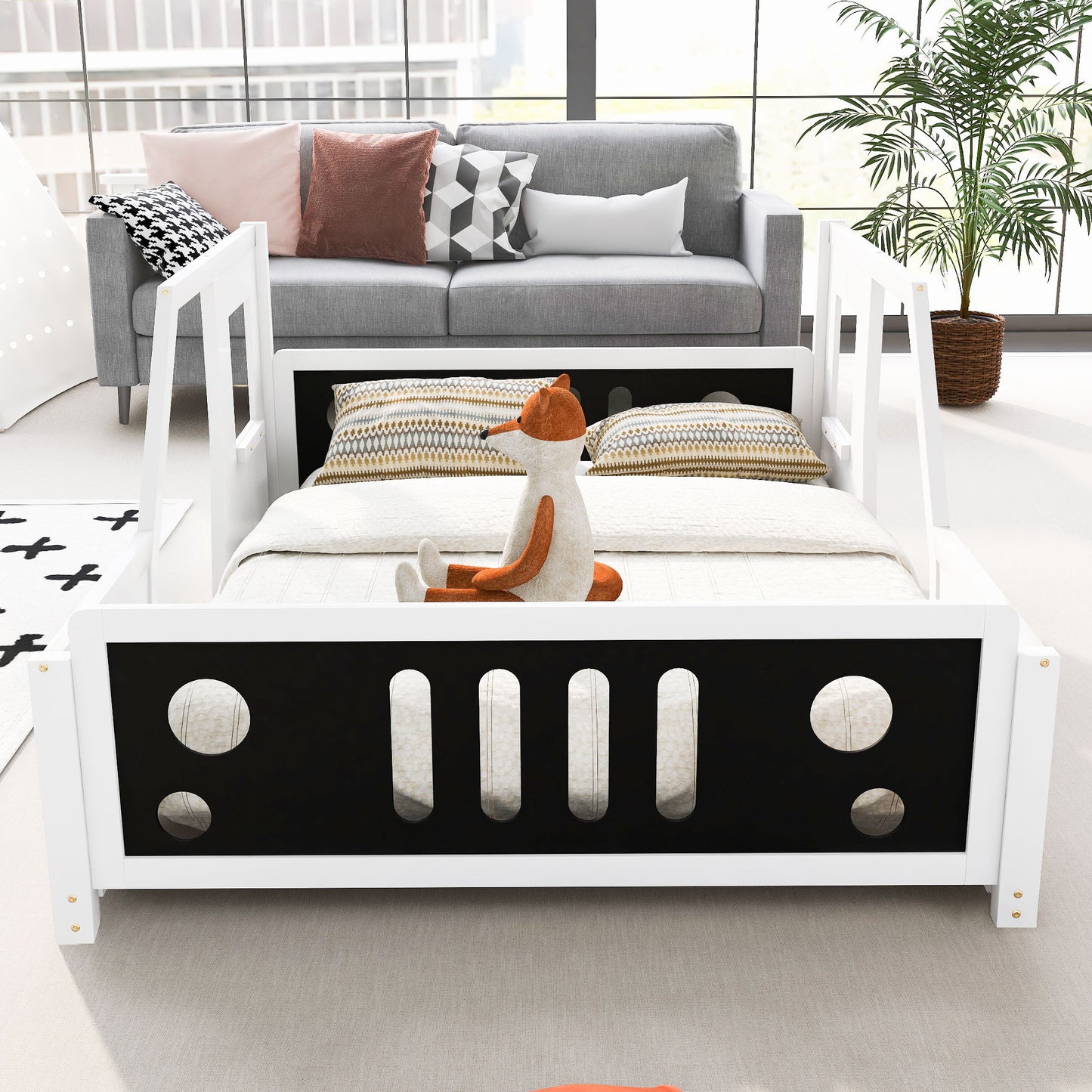 Classic Car Shaped Platform Bed With Wheels Hearth and Haven