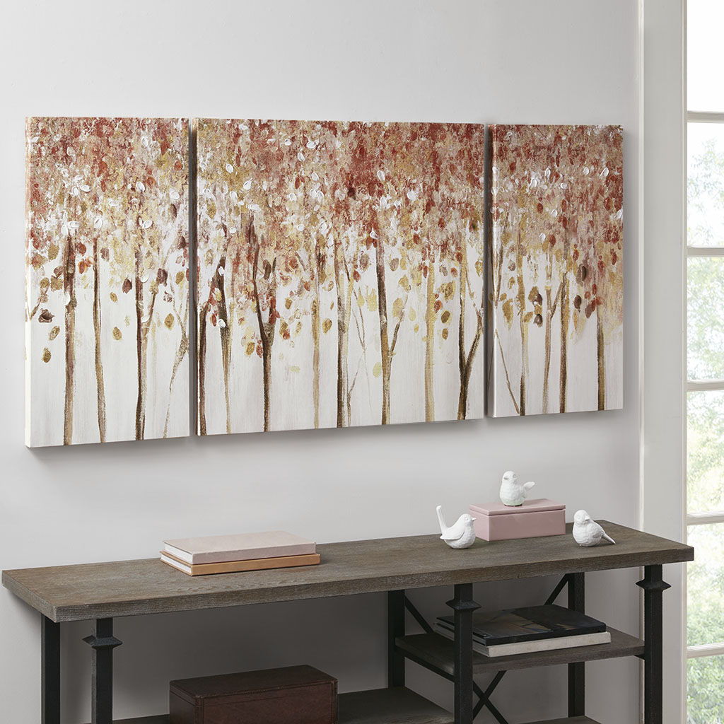 Autumn Forest - Canvas Art Palette Knife Embellishment (Set of 3) - Red