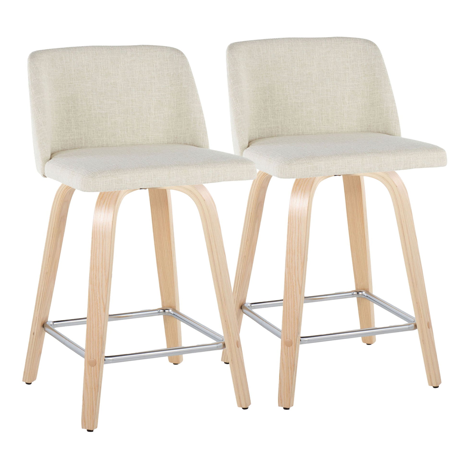 Toriano - Contemporary Fixed Height Counter Stool Swivel With Square Footrest (Set of 2) Lumi Source