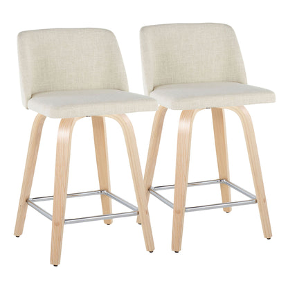 Toriano - Contemporary Fixed Height Counter Stool Swivel With Square Footrest (Set of 2) Lumi Source