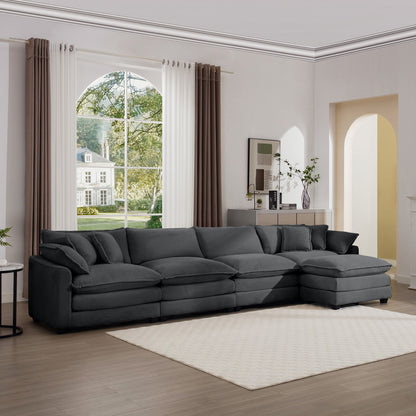Modern Oversized Modular Cushion Sofa With Ottoman, Low Back, Deep Seating Sofa Set Home Essentials