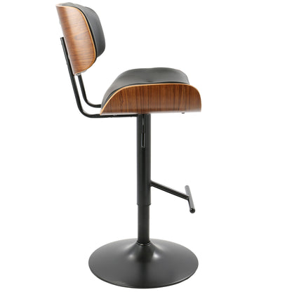 Lombardi - Mid Century Modern Adjustable Barstool With Swivel With Straight T Footrest (Set of 3) Lumi Source