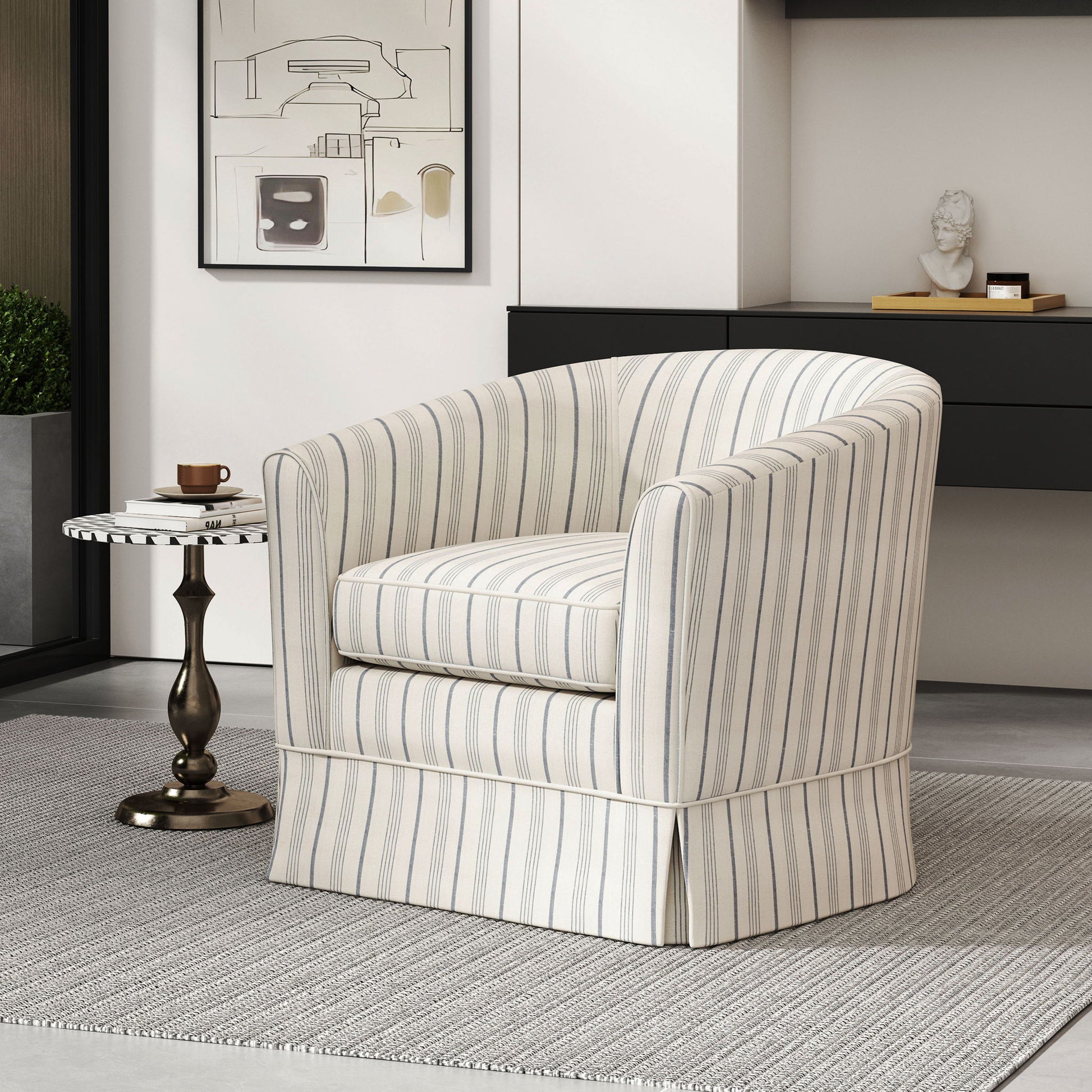 Zeniqua - Upholstered Velvet Swivel Chair With Loose Cover Noble House