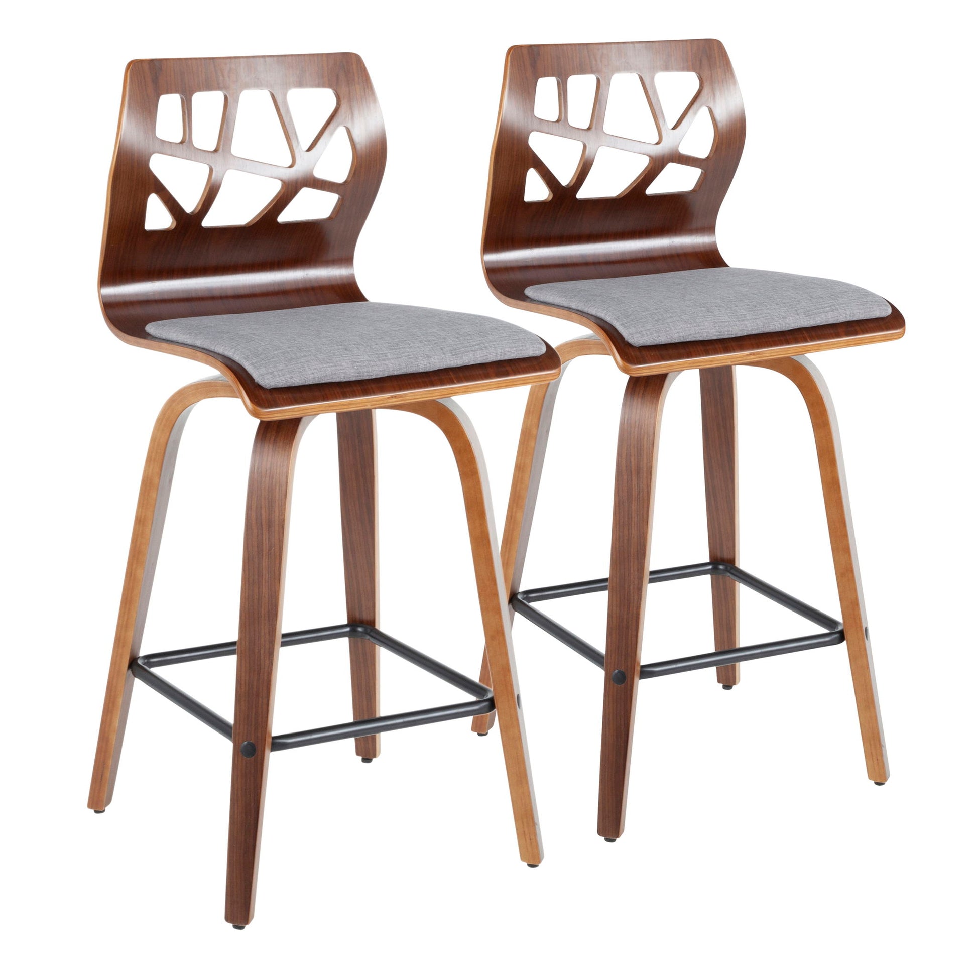 Folia - Mid Century Modern Fixed Height Counter Stool With Swivel (Set of 2) Lumi Source