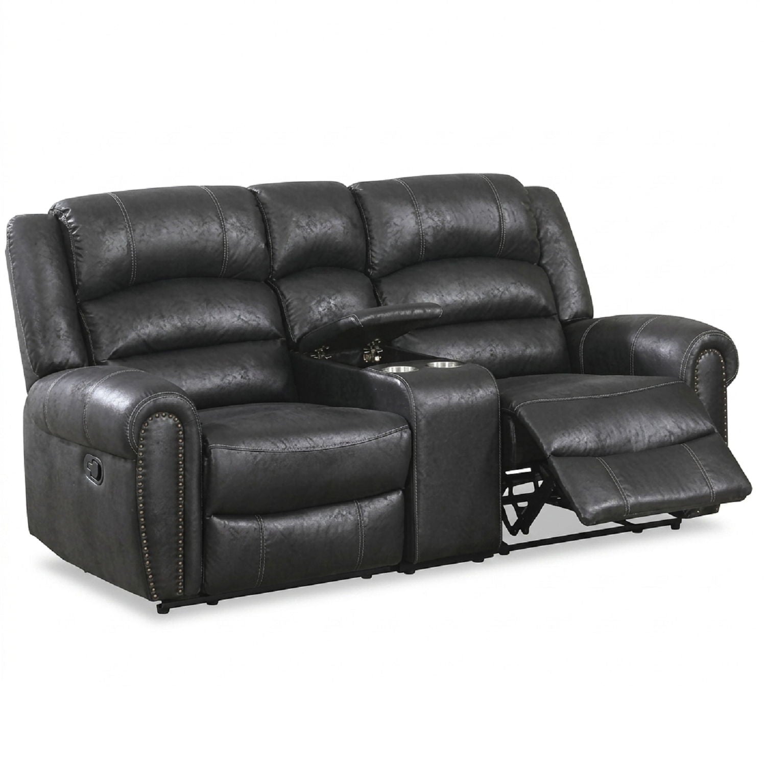 Power Reclining Loveseat With USB Port And Cup Holder Console - Black Home Essentials