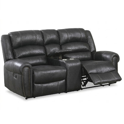 Power Reclining Loveseat With USB Port And Cup Holder Console - Black Home Essentials