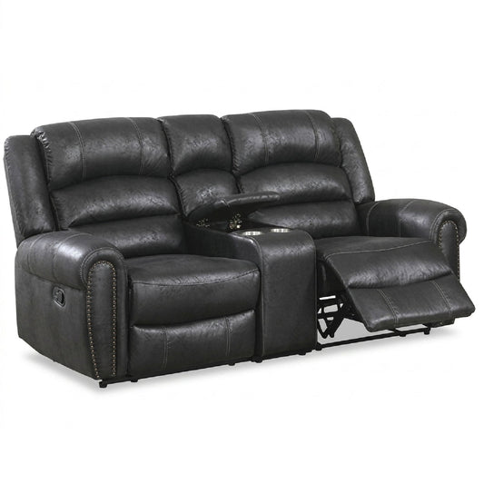 Power Reclining Loveseat With USB Port And Cup Holder Console - Black Home Essentials