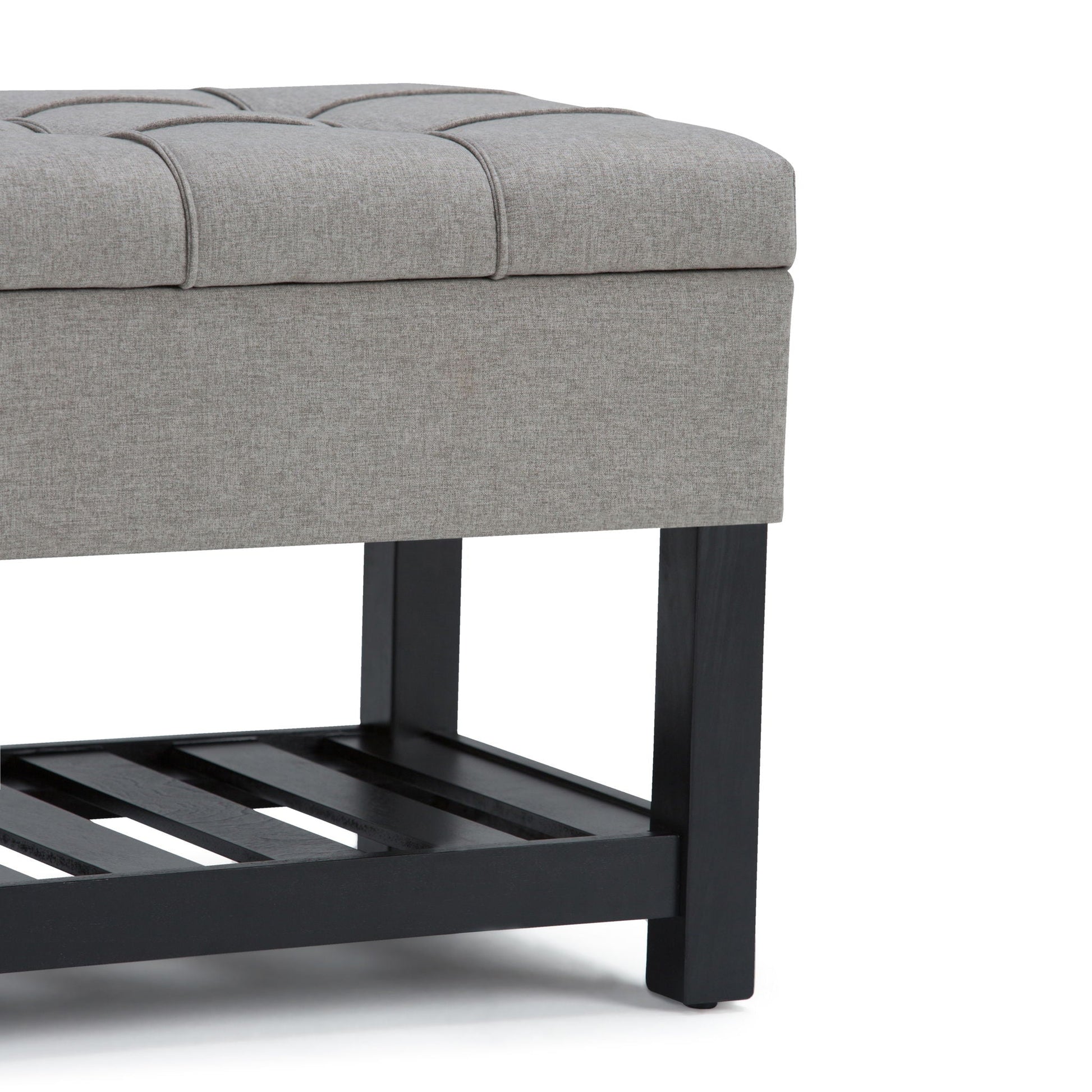 Saxon - Upholstered Transitional Storage Ottoman Bench Simpli-Home