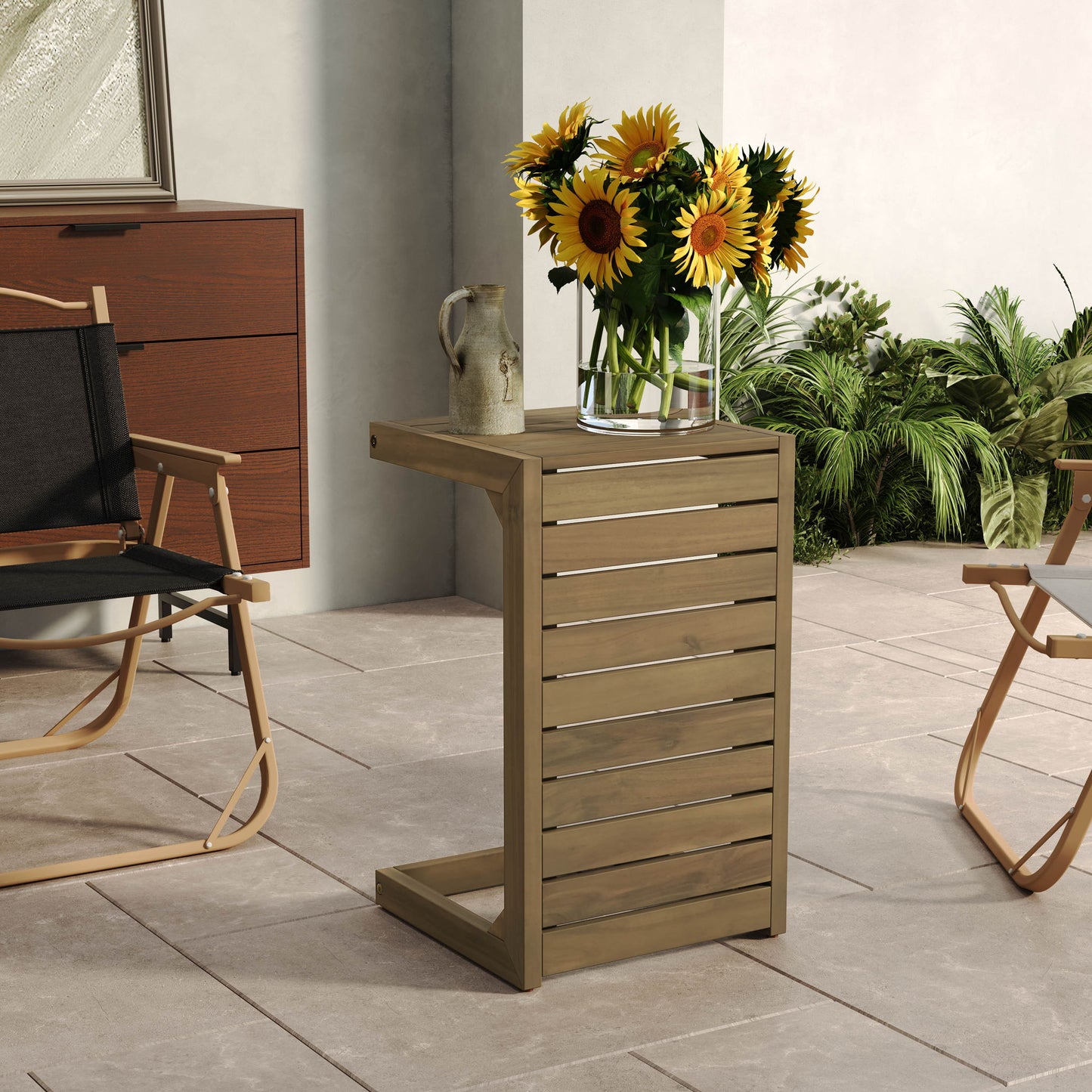 Aluminum Outdoor C - Shaped Side Table For Patio Noble House