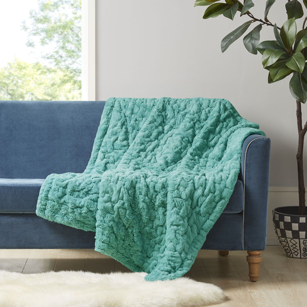 Ruched Throw - Aqua