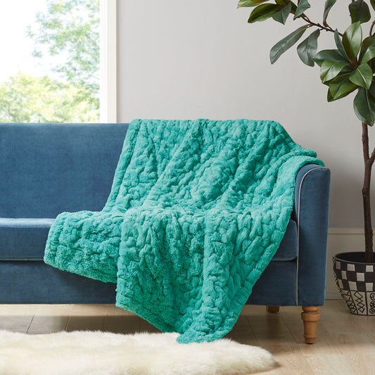 Ruched Throw - Aqua