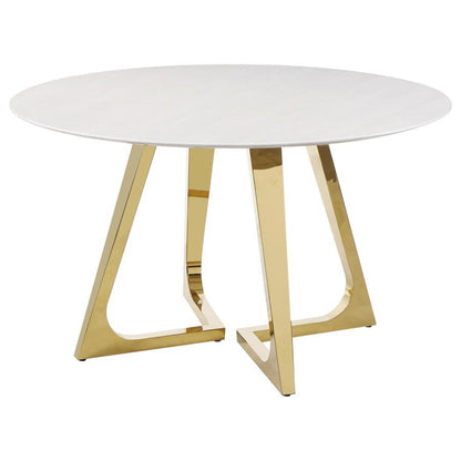 Gwynn - Round Marble Stainless Steel Dining Table - Gold Coaster Fine Furniture