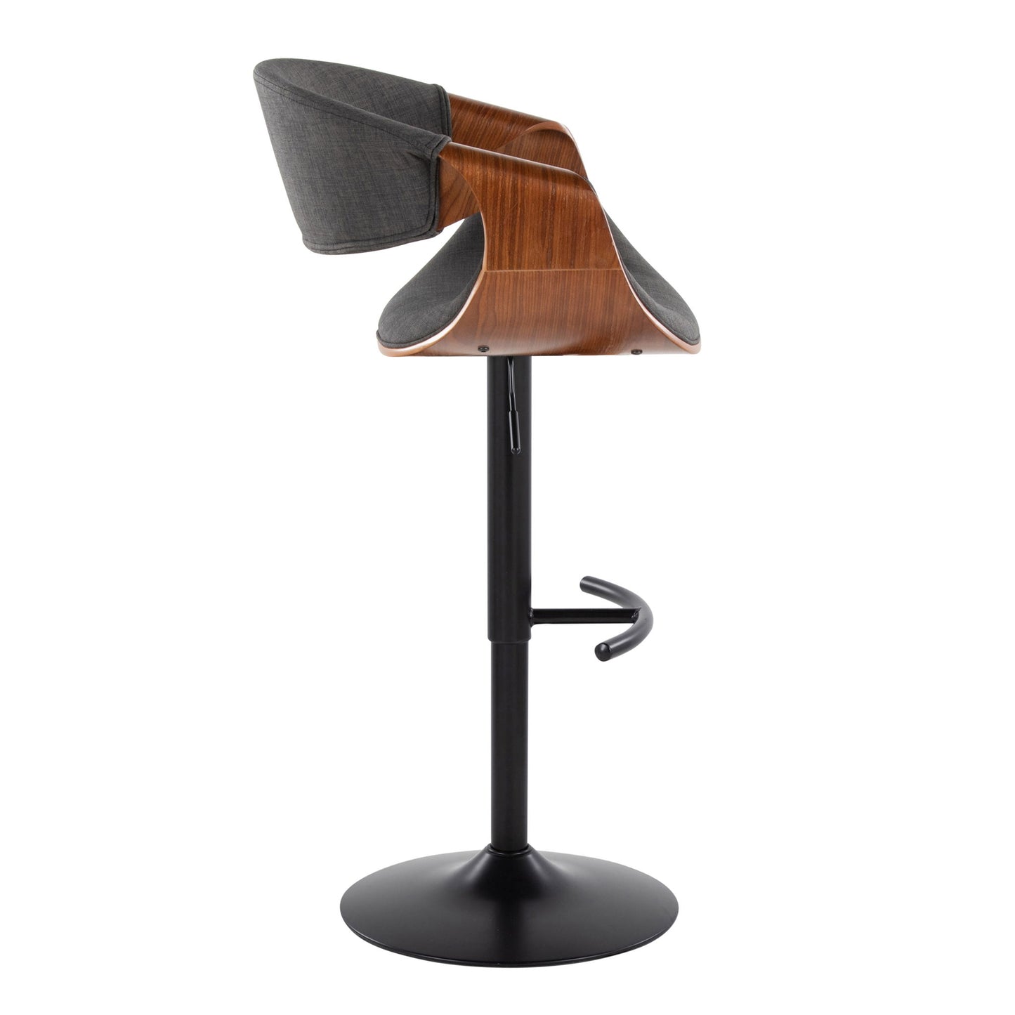 Curvo - Mid Century Modern Adjustable Barstool With Swivel & Rounded T Footrest (Set of 2) Lumi Source