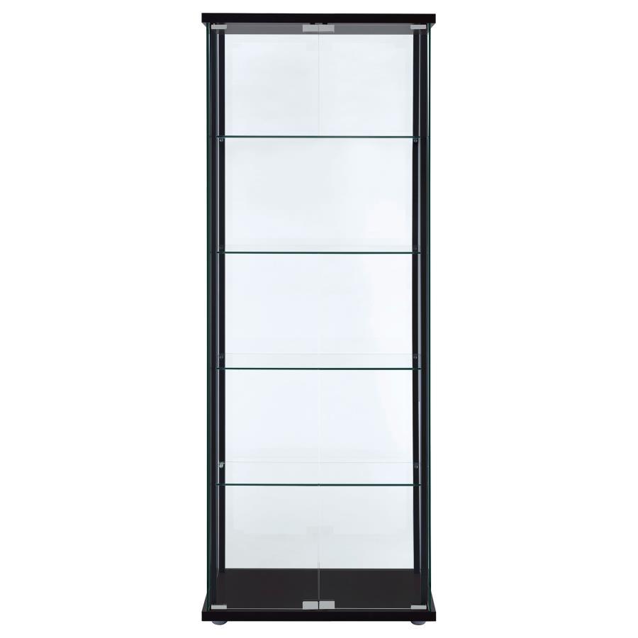 Delphinium - 5-Shelf Clear Glass Curio Display Cabinet - Black CoasterEveryday