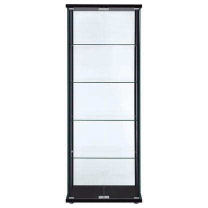 Delphinium - 5-Shelf Clear Glass Curio Display Cabinet - Black CoasterEveryday