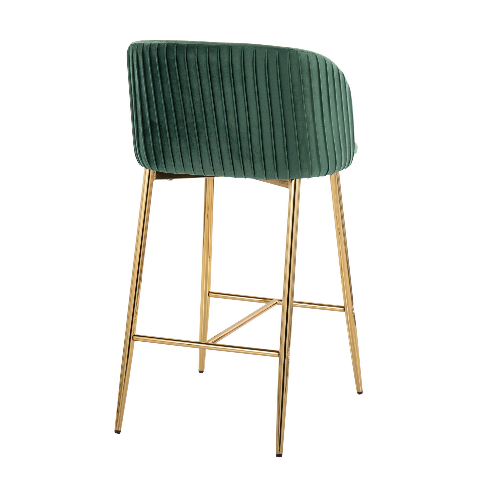 Fran - Pleated Contemporary / Glam Fixed Height Counter Stool (Set of 2) Lumi Source