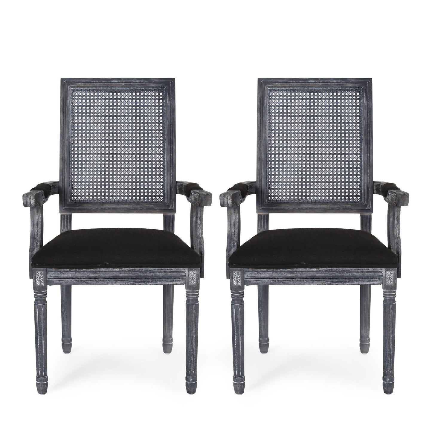 Elegant French Country Style Dining Chair With Cane Backrest Noble House