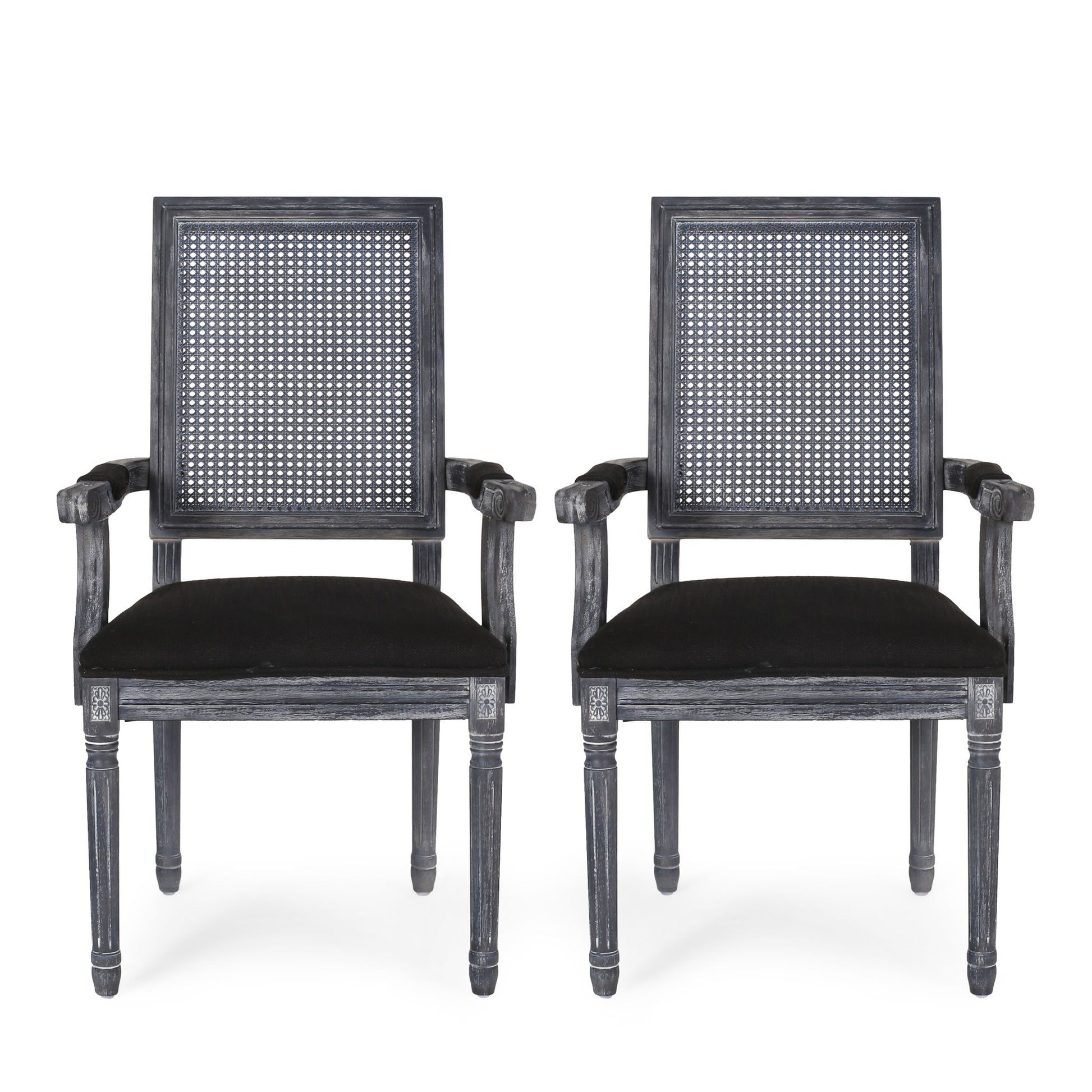 Elegant French Country Style Dining Chair With Cane Backrest Noble House