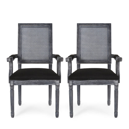Elegant French Country Style Dining Chair With Cane Backrest Noble House