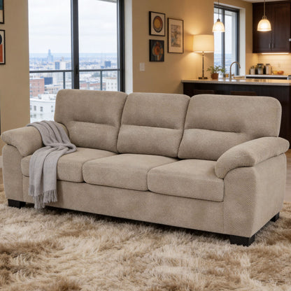 3 Seater Sofa With Padded Armrests And Triangular Leg Home Essentials