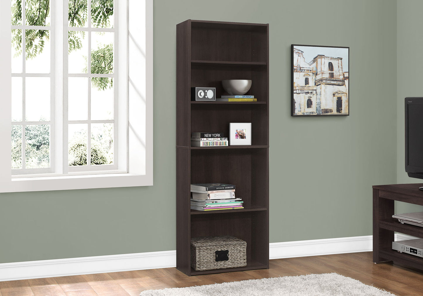 Bookshelf, Bookcase, 6 Tier, For Office, Transitional 8th Street
