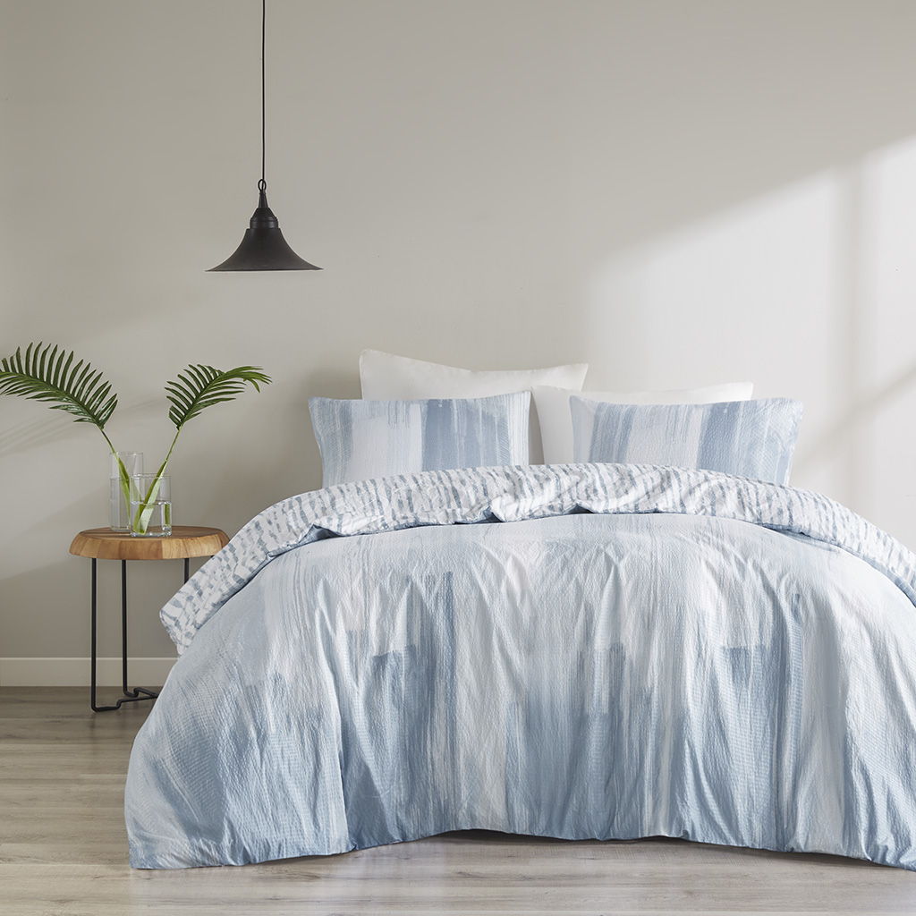 Brush Stroke - 3 Piece Oversized Reversible Duvet Cover Mini Set - Blue