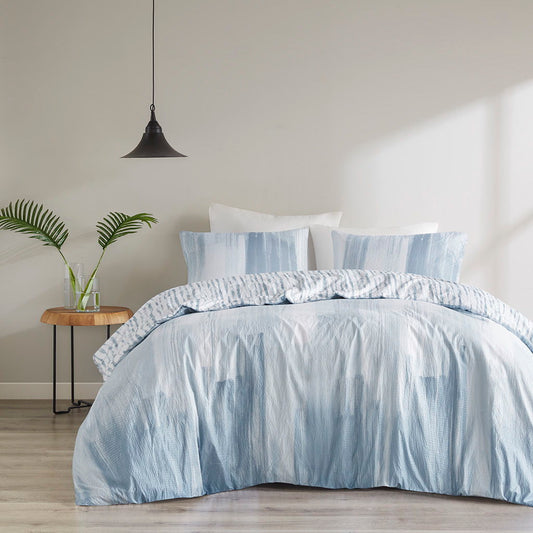Brush Stroke - 3 Piece Oversized Reversible Duvet Cover Mini Set - Blue N Natori