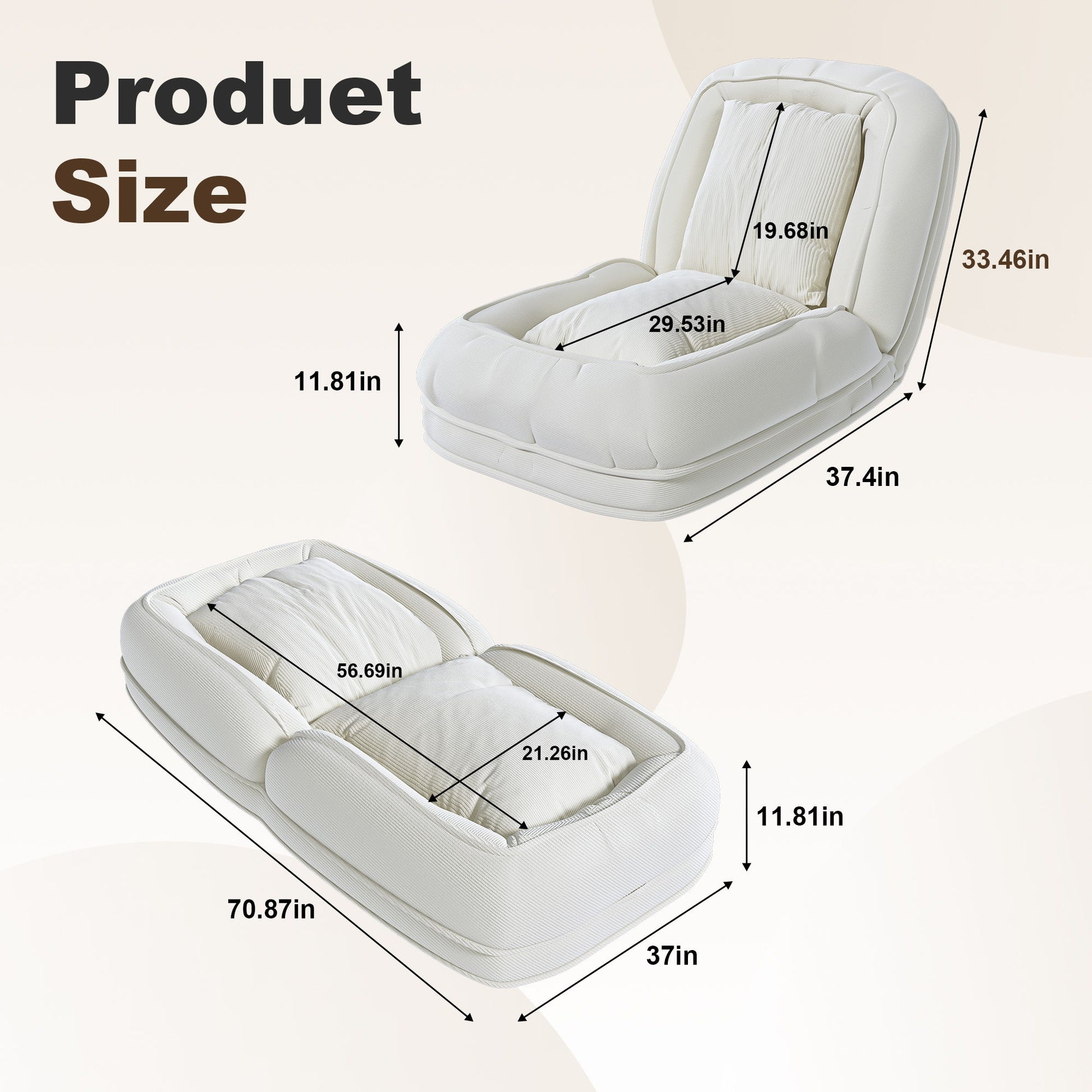 Upholstered Foldable Lazy Sofa Bed For Adults And Pets Home Essentials