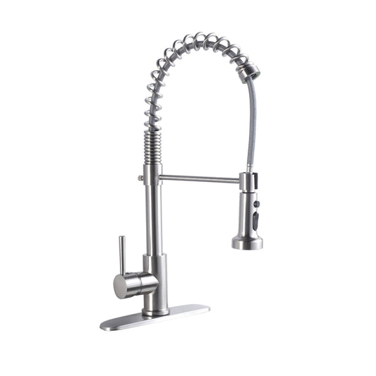 21" Commercial Kitchen Faucet With Dual Function Pull Down Sprayhead In, Stainless Steel - Brushed Nickel Daily Nest