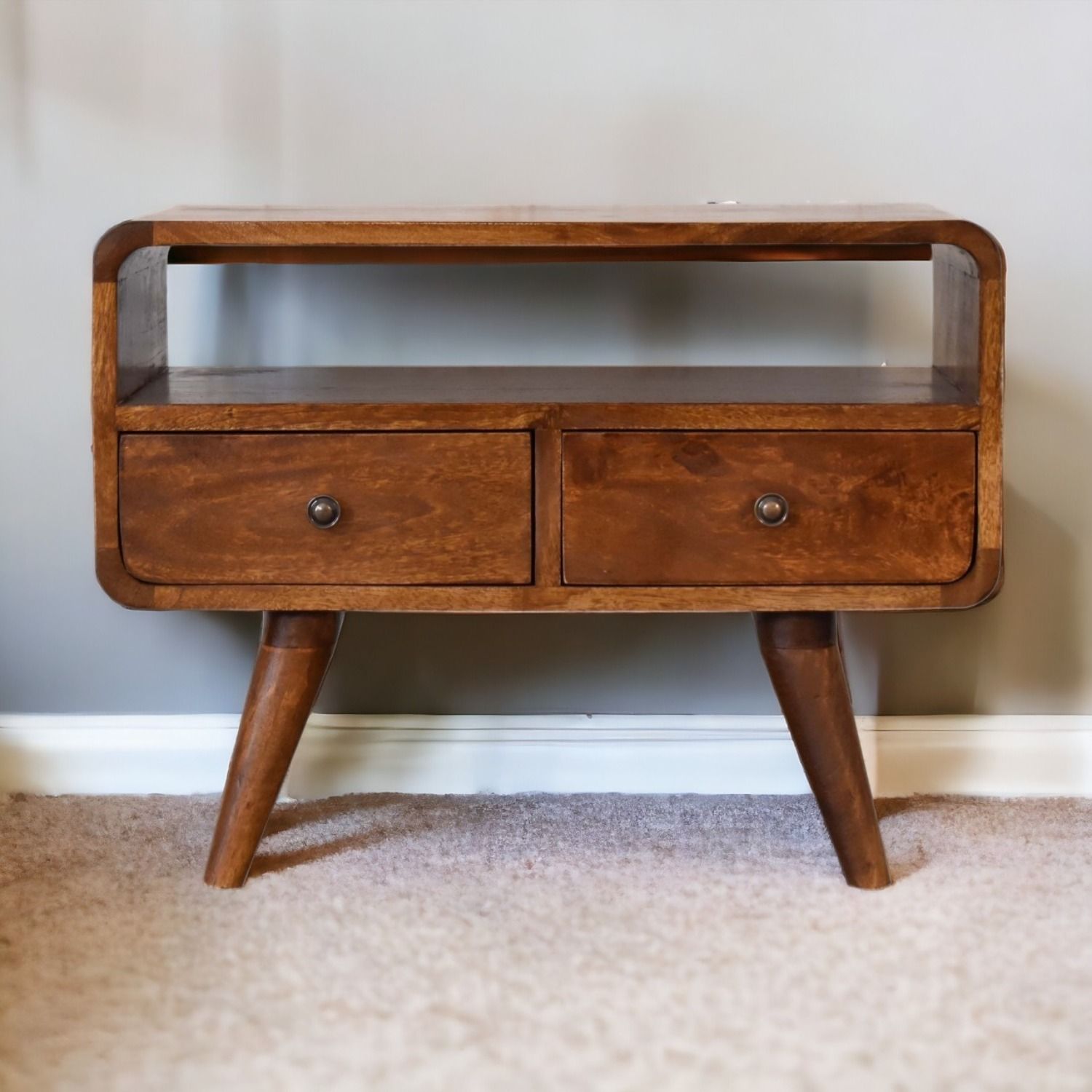 Solid Wood Curved Media Unit Artisan Furniture