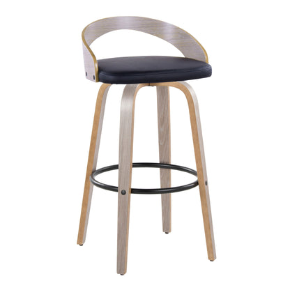 Grotto - Contemporary Fixed Height Barstool With Swivel With Round Footrest (Set of 2) Lumi Source