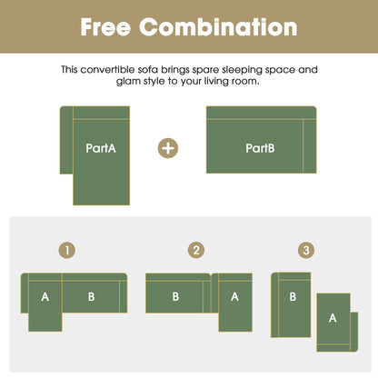 Modular Sectional Living Room Sofa Set, Modern Minimalist Style Couch, Upholstered Sleeper Sofa For Living Room, Bedroom, Salon, 2 Piece Free Combination, L-Shape Luxe & Co.