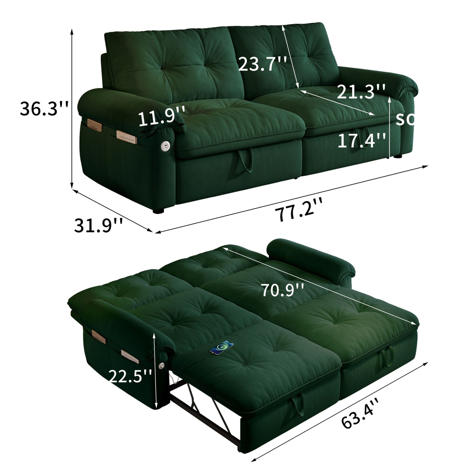Cloud Like Convertible Sofa Bed For Living Rooms - Green Home Essentials