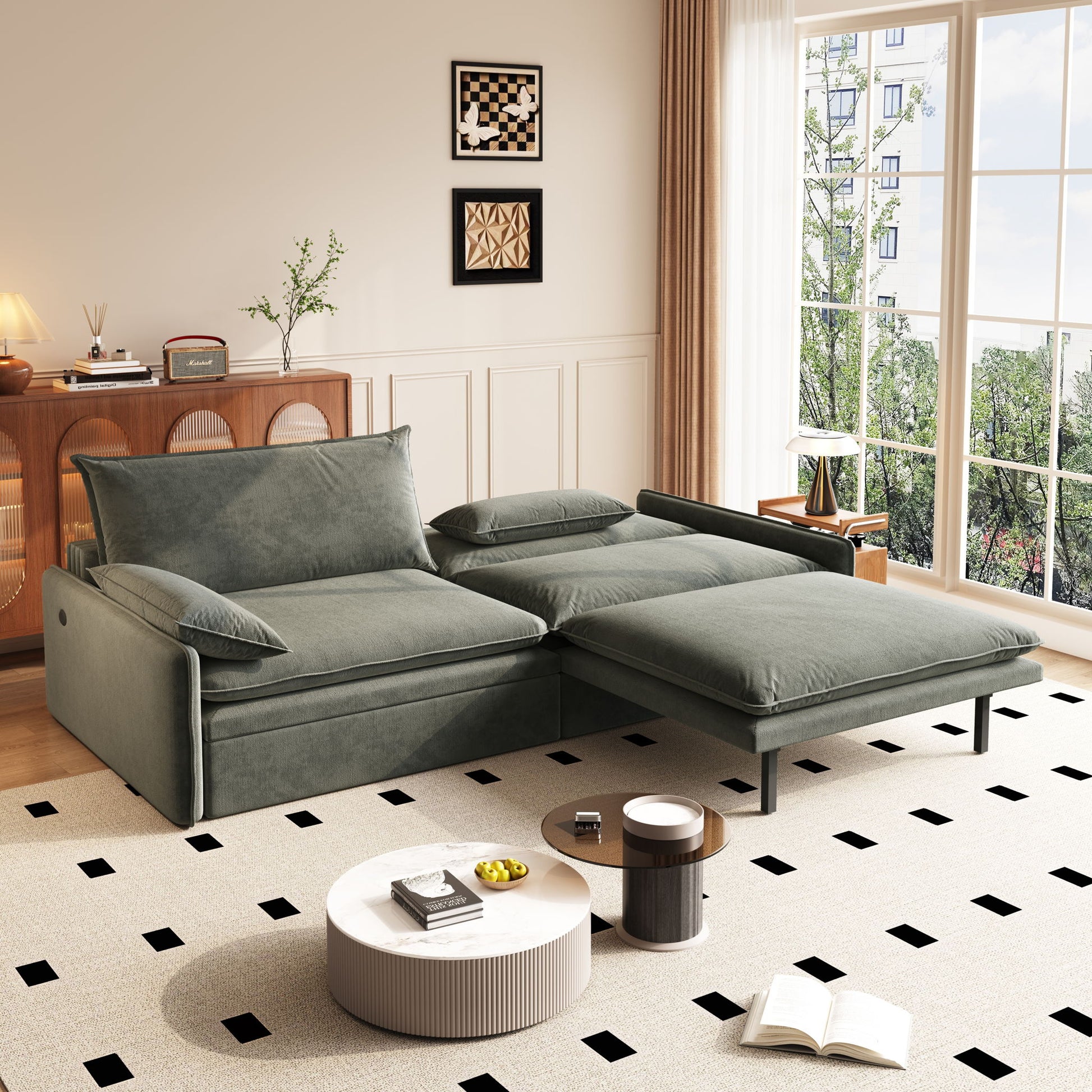 4 Seat Convertible Sleeper Sofa Bed, Modern With Storage Home Essentials
