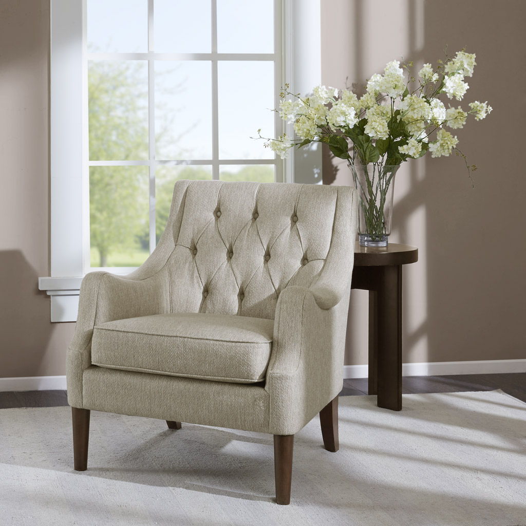 Qwen - Button Tufted Accent Chair - Beige Madison Park