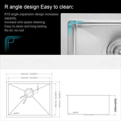 Undermount Stainless Steel Kitchen Sink, Deep Single Bowl Basin Daily Nest