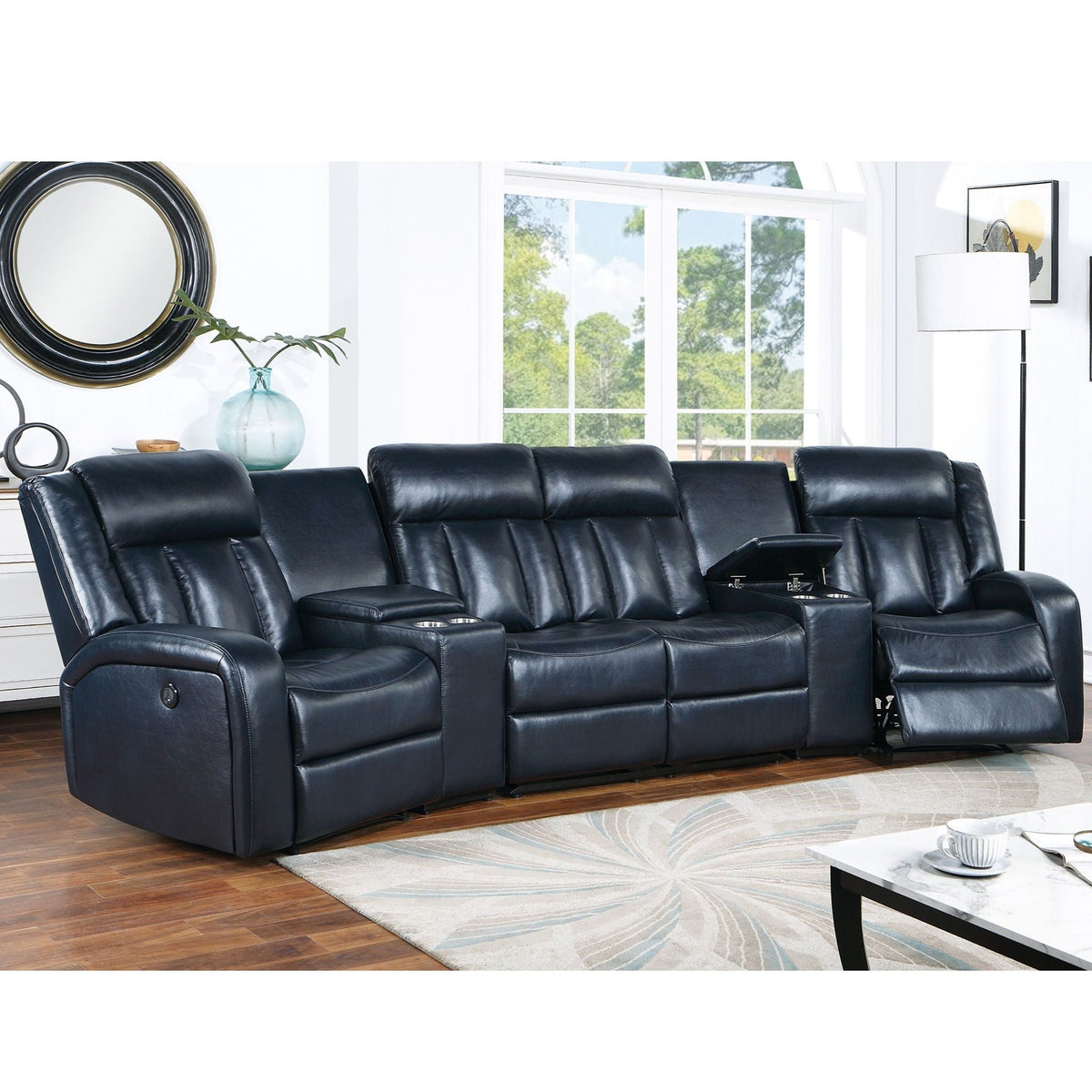 Reclining Sectional Sofa Set With Console Cup Holders USB Ports And Track Arms Home Essentials