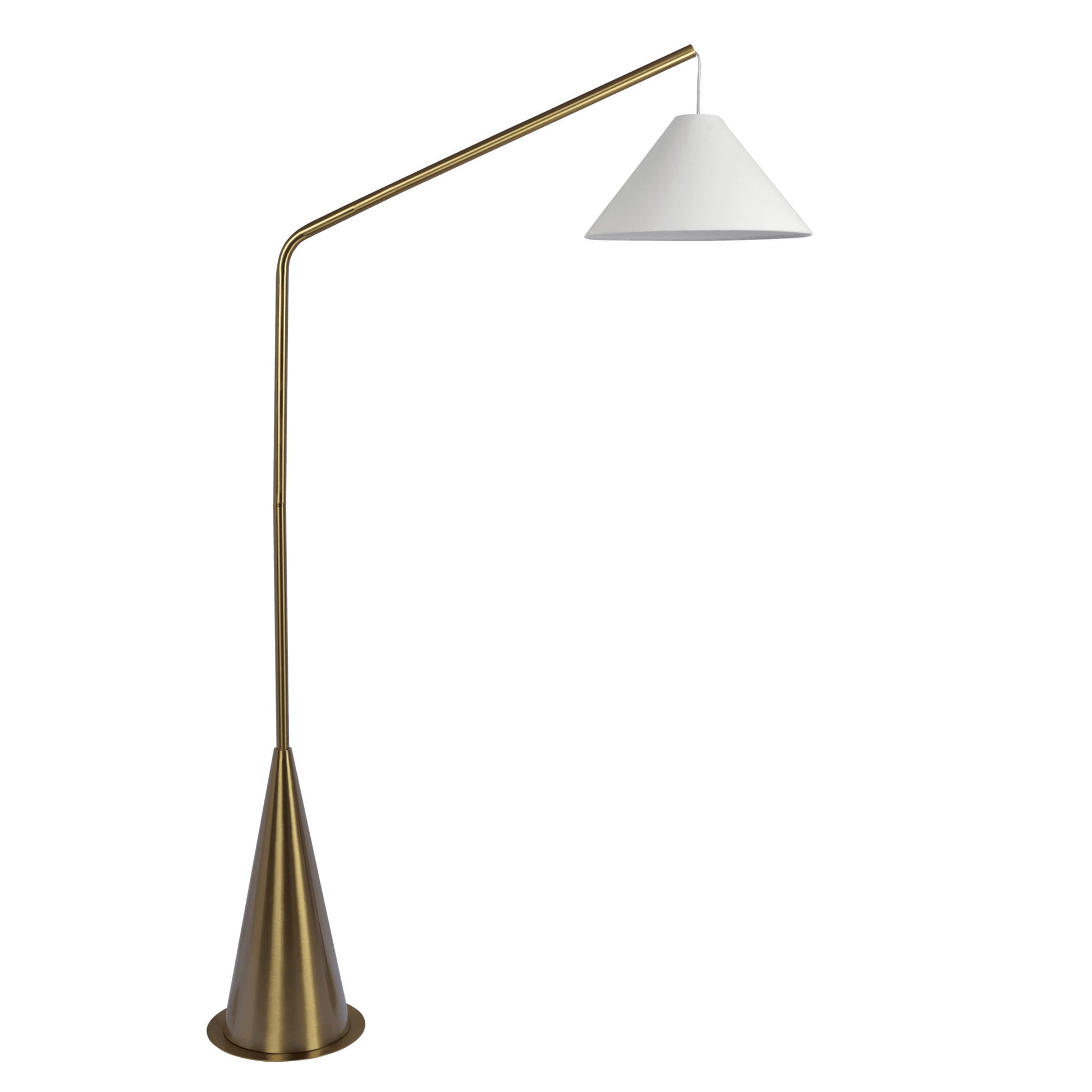 Lisbon - Floor Lamp With On / Off Switch Coned Base Hanging Shade - Antique Brass / White Ashcroft Furniture