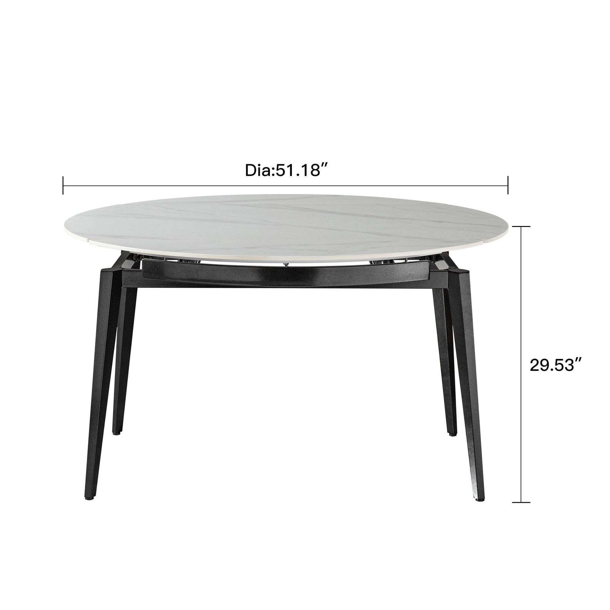 Modern Extendable Round Dining Table With Sintered Stone Top - White / Black Home Essentials