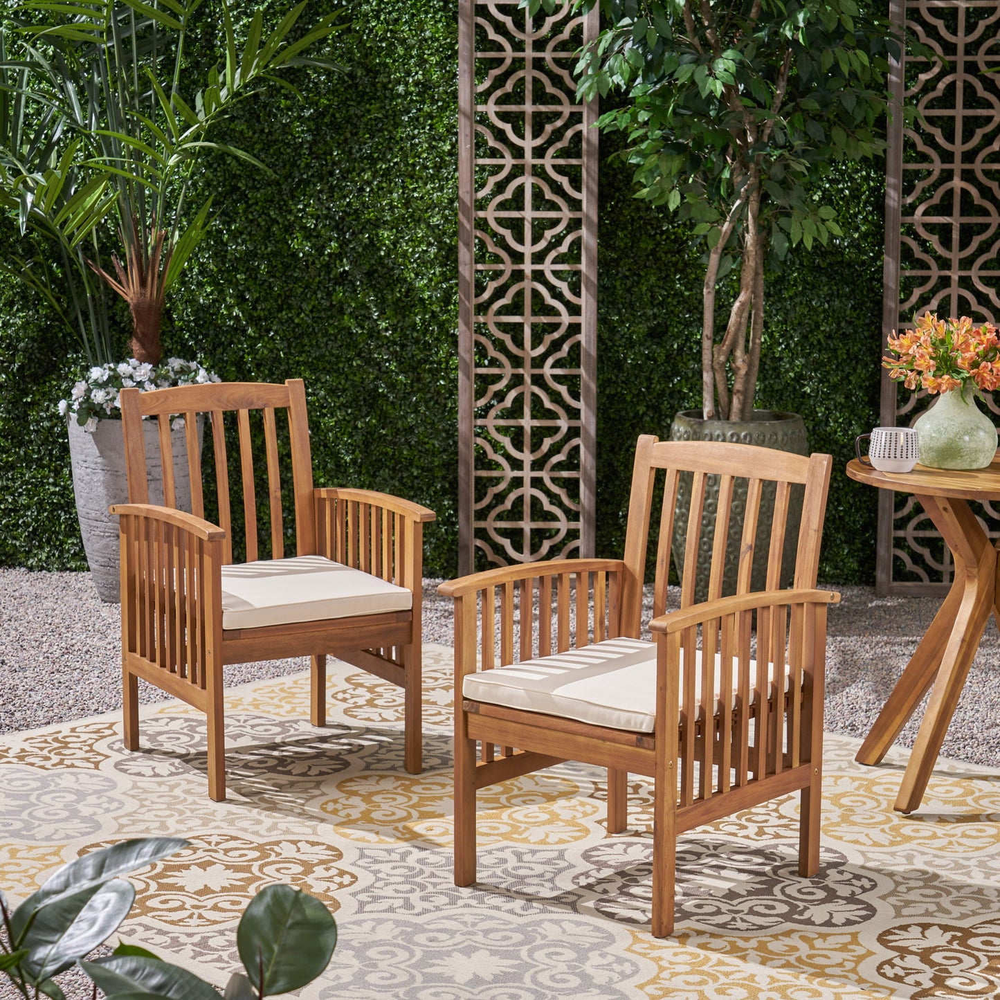 Casa - Acacia Dining Chair Set With Cushions, Noble House