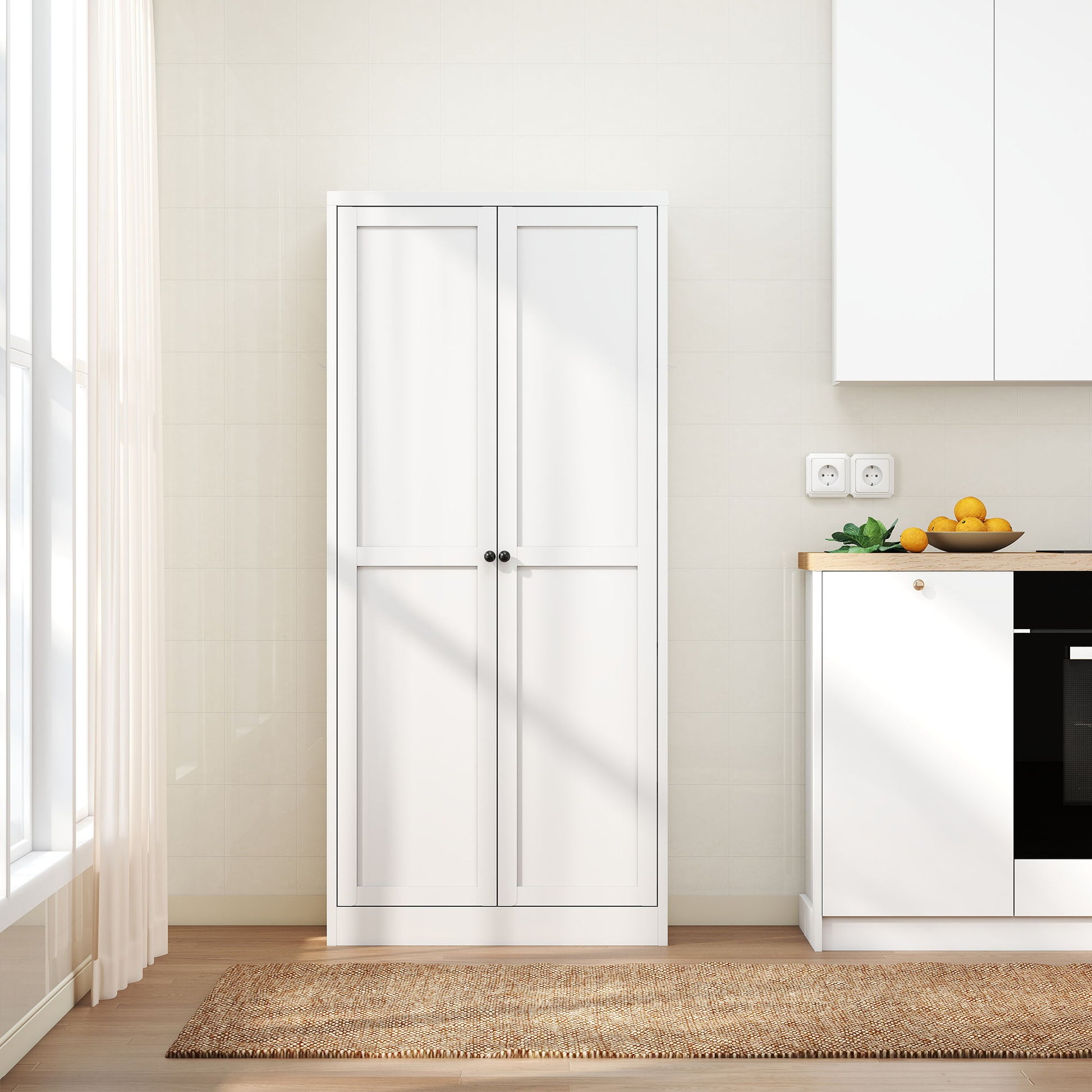Metal Kitchen Pantry Cabinet With Adjustable Storage And 4 Heavy Duty Shelves - White Home Essentials