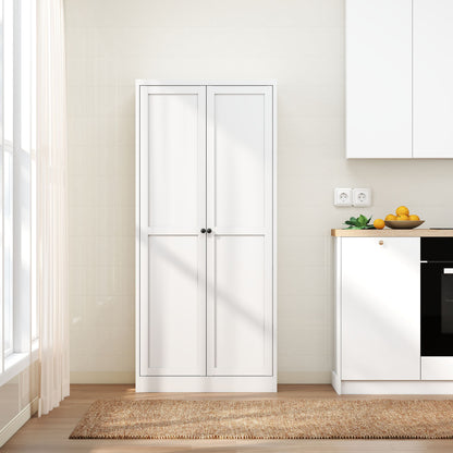 Metal Kitchen Pantry Cabinet With Adjustable Storage And 4 Heavy Duty Shelves - White Home Essentials