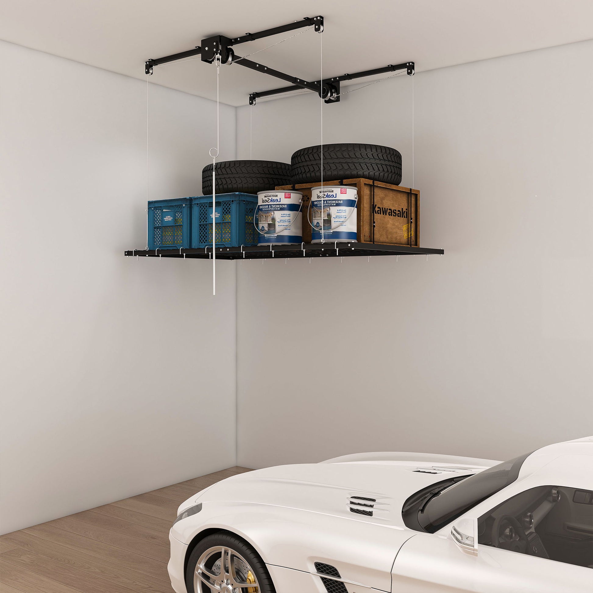 4 X 8 Ft Overhead Garage Storage Rack - Black Daily Nest