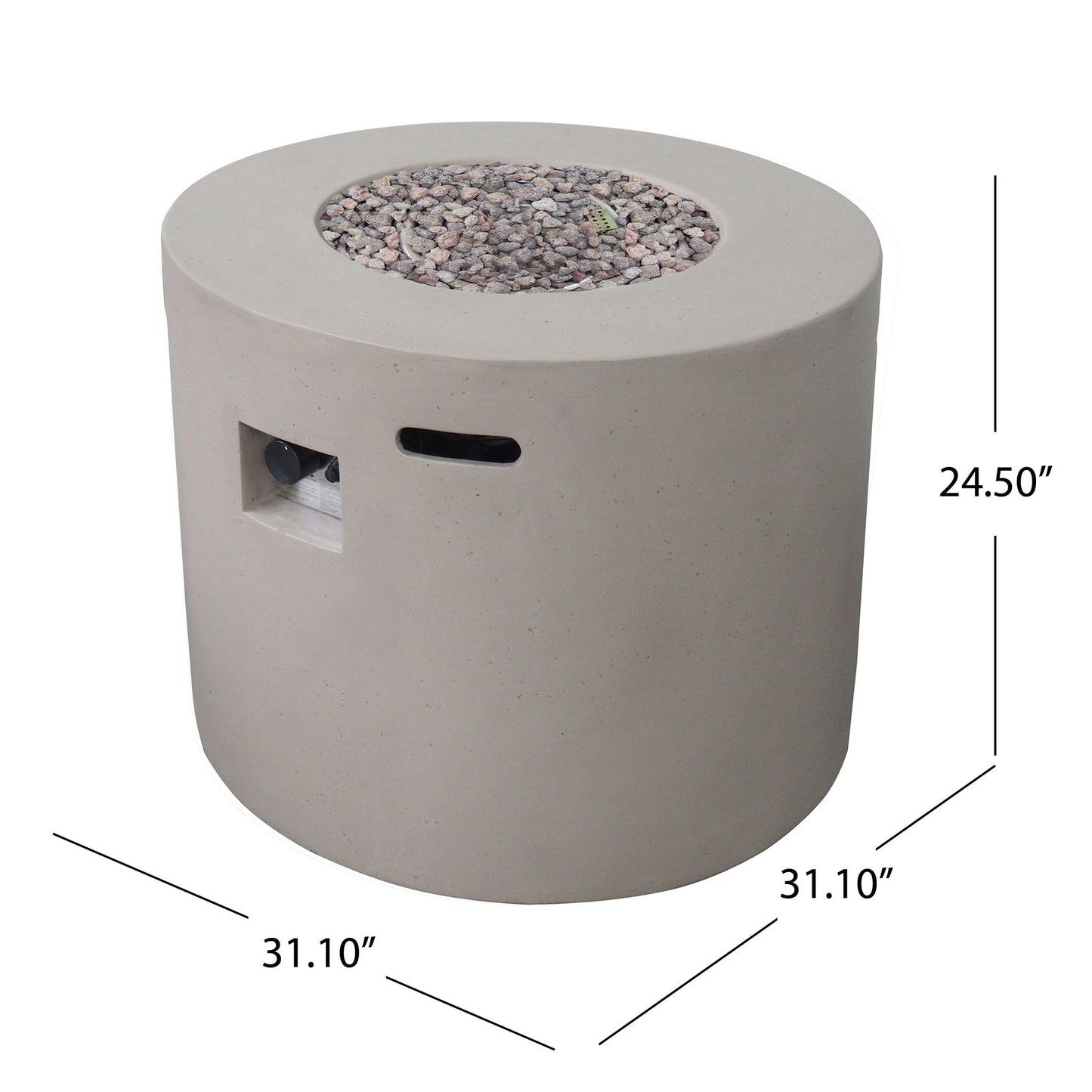 Round Iron Fire Pit With 40,000 Btu Noble House