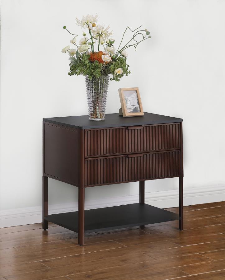 Zimmerlee - 2-Drawer Side Table with Shelf - Rust Brown Coaster Fine Furniture