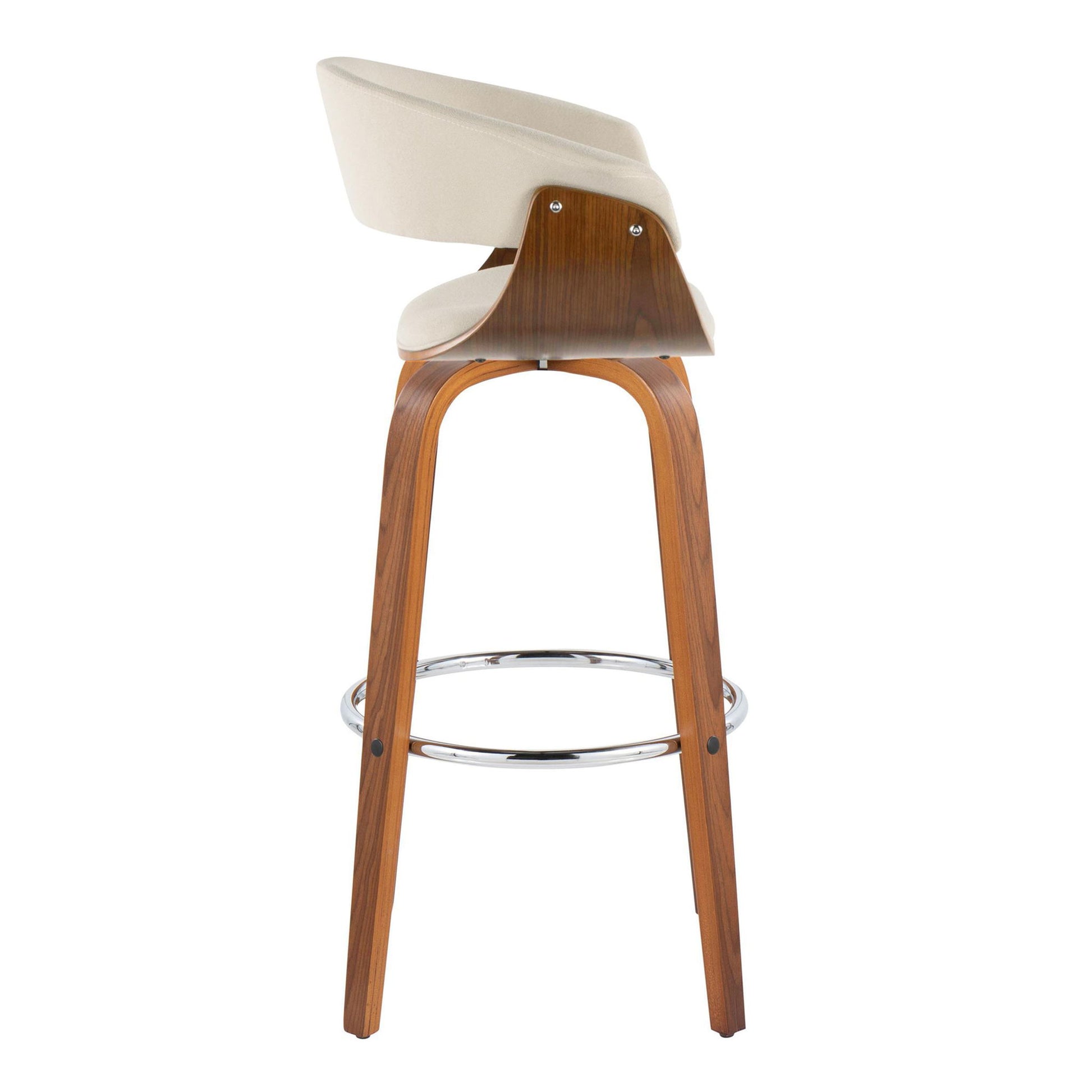 Vintage Mod - Mid Century Modern Fixed Height Barstool With Swivel With Round Footrest (Set of 2) Lumi Source