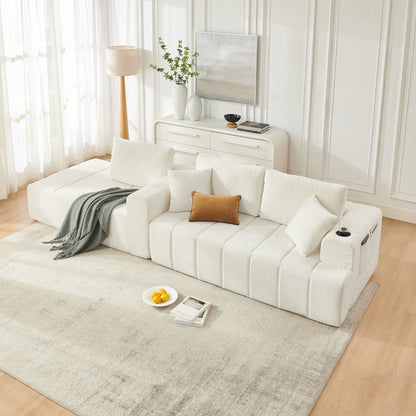 L - Shaped Sectional Sofa With Cup Holders & Side Pockets Home Essentials
