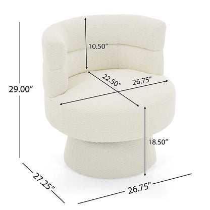 Swivel Accent Chair, 360° Rotating Design With Ergonomic Support For Living Room, Bedroom & Home Office - Cream White Noble House